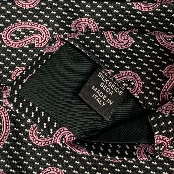Ermenegildo Zegna Sale | Discount Designer Ties | Tie Deals  ERMENEGILDO ZEGNA Black Purple Paisley Silk Tie